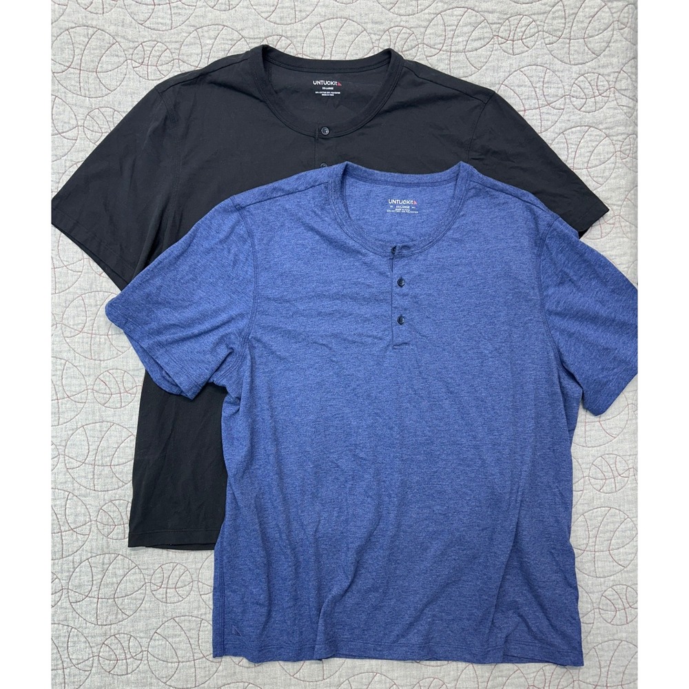 UNTUCKit Henley T-Shirt Black Blue Short Sleeve / Men's XL / Lot of 2